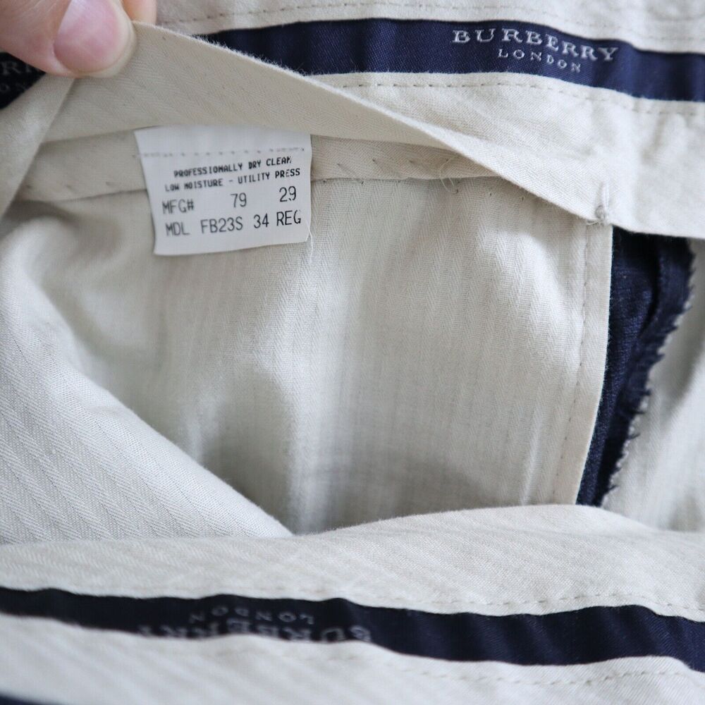 Vintage Burberry London Men's Size 34 Trouser Marled Navy Blue Pants - Picture 6 of 10
